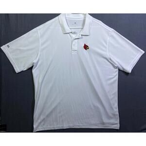 Louisville Cardinals Holloway Polo Shirt Mens 3XL White Short Sleeve Dry Light